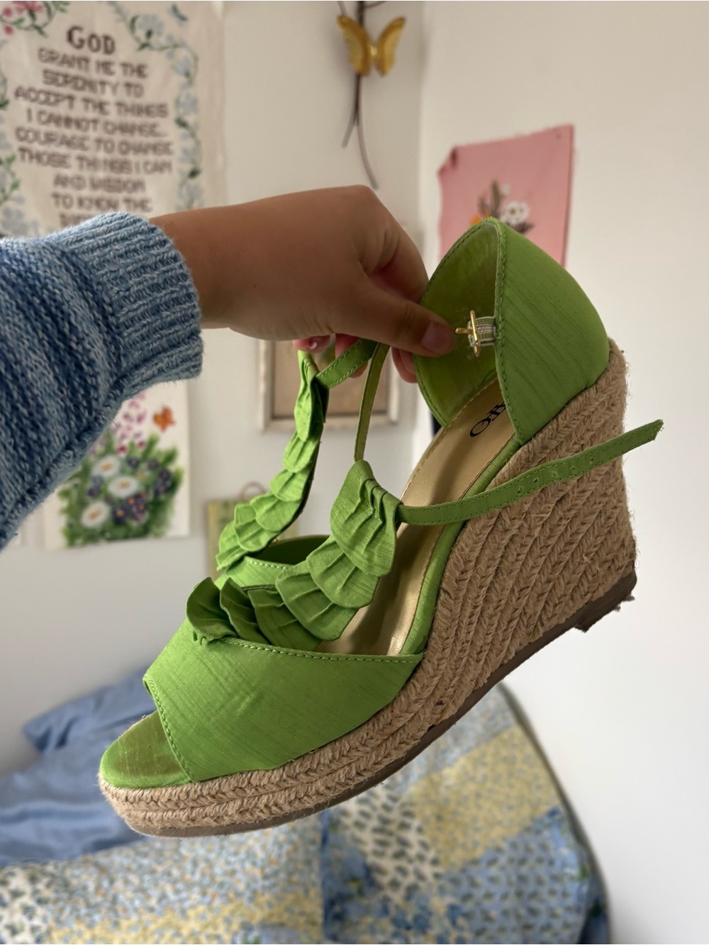 Cato Lime Green platform summer Wedge Sandals